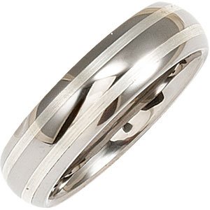 Men's Tungsten & Sterling Silver Inlay 6.3 mm Domed Satin Band
